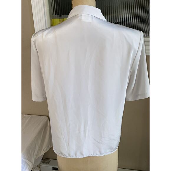 80s Vtg Anna Kriste Secretary Blouse Shirt Sz 12 Light Gray Button Up Shirt - Picture 5 of 7
